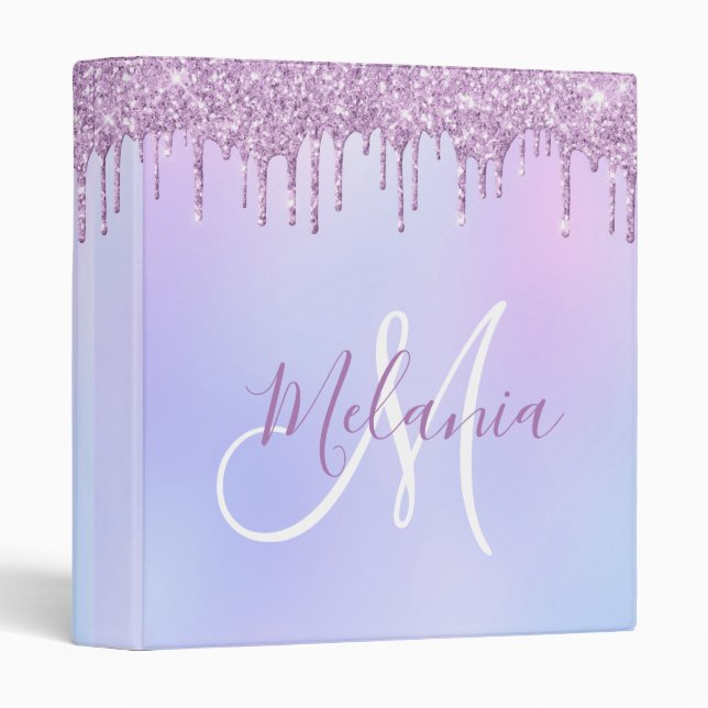 Personalized Metallic Purple Drip Lavender Pour  Binder (Front/Spine)