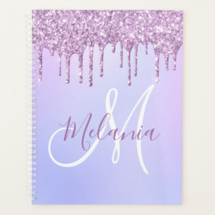 Personalized Metallic Purple Drip Lavender Pour Planner