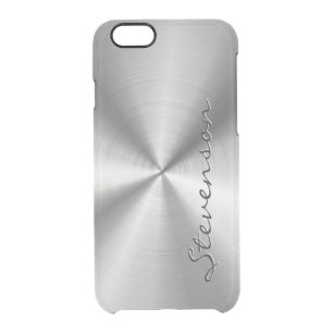 Personalized Metallic Radial Stainless Steel Look Clear iPhone 6/6S Case