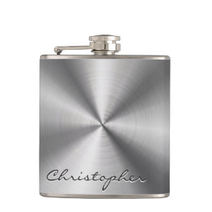 Personalized Metallic Radial Texture Hip Flask