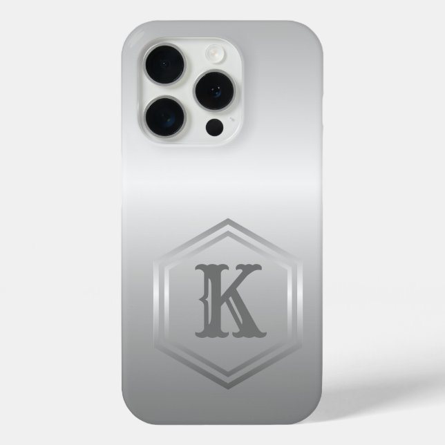 Personalized Metallic Silver Monogram Case-Mate iPhone Case (Back)
