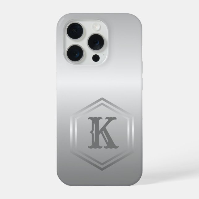 Personalized Metallic Silver Monogram iPhone Case (Back)