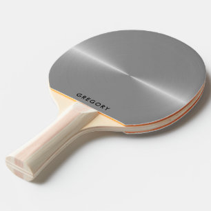 Personalized metallic silver texture monogram ping pong paddle