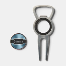 Personalized Metallic Teal and Black