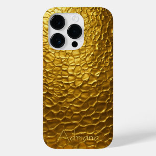 Personalized Metallic titanium Gold Radial Texture Case-Mate iPhone 14 Pro Case