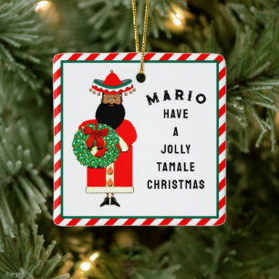 Personalized Mexican Christmas Gift Ceramic Ornament