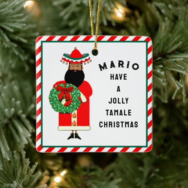 Personalized Mexican Christmas Gift Ceramic Ornament (Tree)