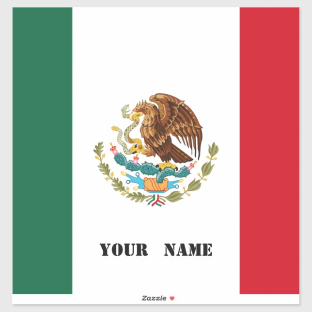 Personalized Mexican Flag Rectangular Sticker (Sheet)