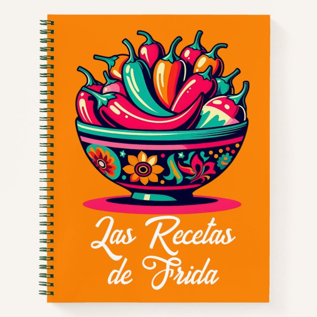 Personalized Mexican Pop Art Chiles Recipe Book (Front)