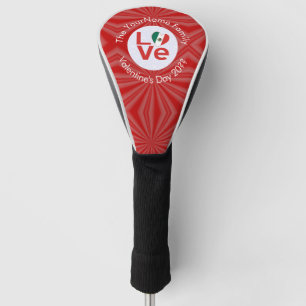 Personalized Mexican Red LOVE Flag Golf Head Cover