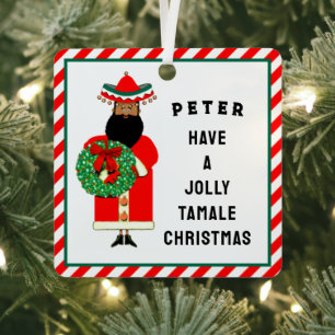 personalized Mexican Santa Metal Ornament