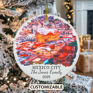 Personalized Mexico City Ornament, Mexico Ceramic Ornament