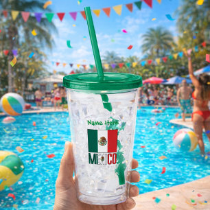 Personalized Mexico Flag Acrylic Tumbler
