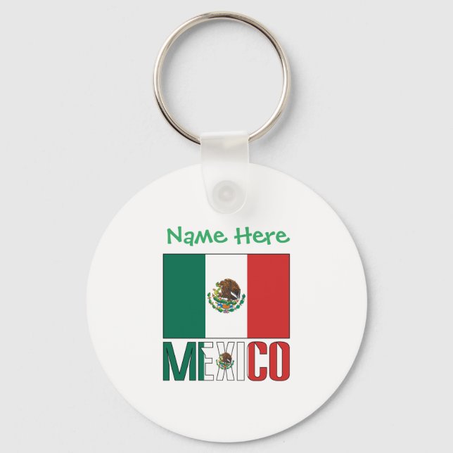 Personalized Mexico Flag Aluminum Keychain (Front)