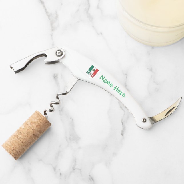 Personalized Mexico Flag Corkscrew (Front)