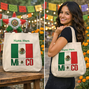 Personalized Mexico Flag Design Tote Bag