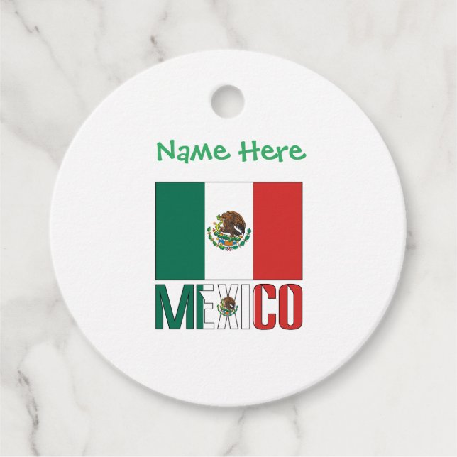 Personalized Mexico Flag  Favour Tags (Front)