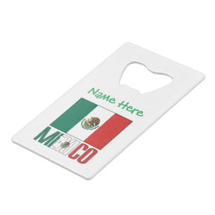 Personalized Mexico Flag Name Design Credit Card Bottle Opener