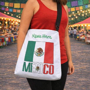 Personalized Mexico Flag Name Design Crossbody Bag