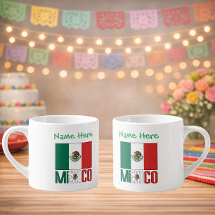 Personalized Mexico Flag Name Design Espresso Cup