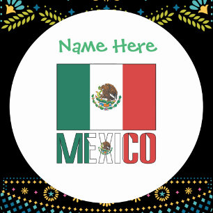 Personalized Mexico Flag Round Classic Round Sticker