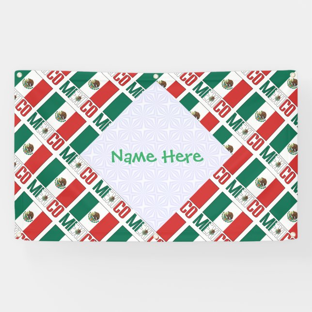 Personalized Mexico Flag Tiled Banner (Horizontal)