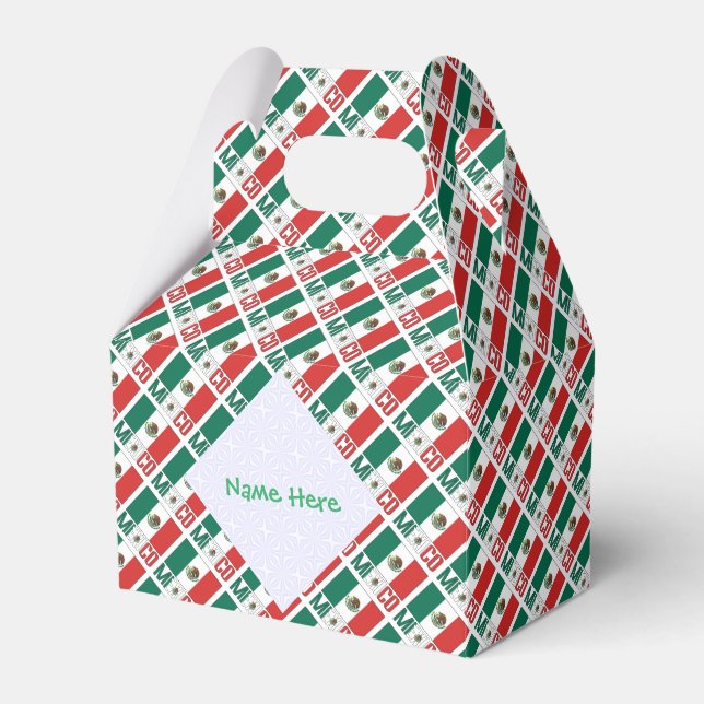 Personalized Mexico Flag Tiled Gable Favor Box (Front Side)