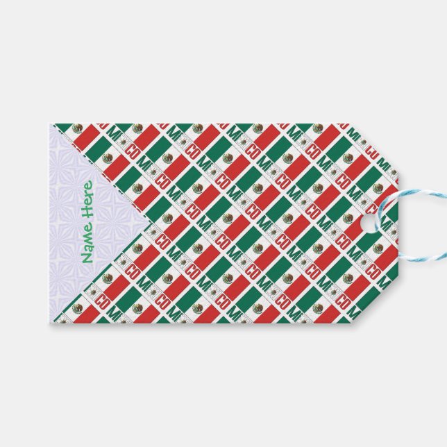 Personalized Mexico Flag Tiled Gift Tags (Front (Horizontal))