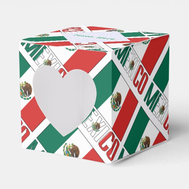 Personalized Mexico Flag Tiled Heart Favor Box (Front Side)