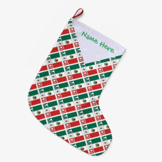 Personalized Mexico Flag Tiled Large Christmas Stocking