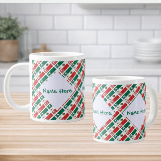 Personalized Mexico Flag Tiled Large Coffee Mug