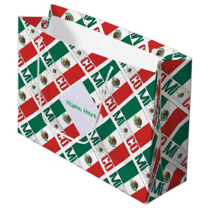 Personalized Mexico Flag Tiled Large Gift Bag