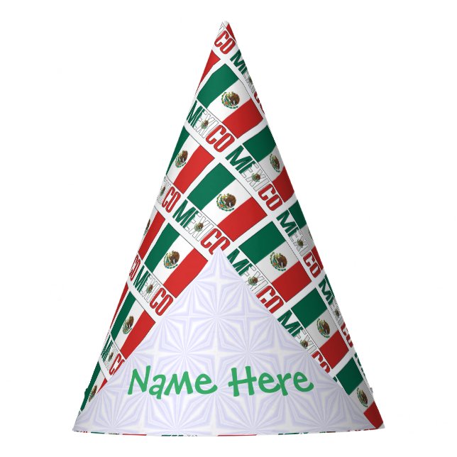 Personalized Mexico Flag Tiled  Party Hat (Front)