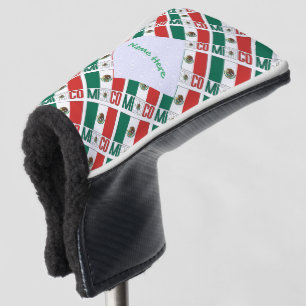 Personalized Mexico Flag Tiled Rectangular Golf Head Cover