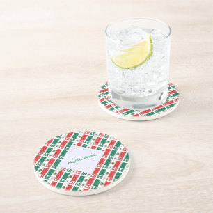 Personalized Mexico Flag Tiled Round Coaster