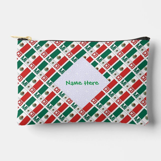 Personalized Mexico Tiled Flag Accessory Pouch (Front)