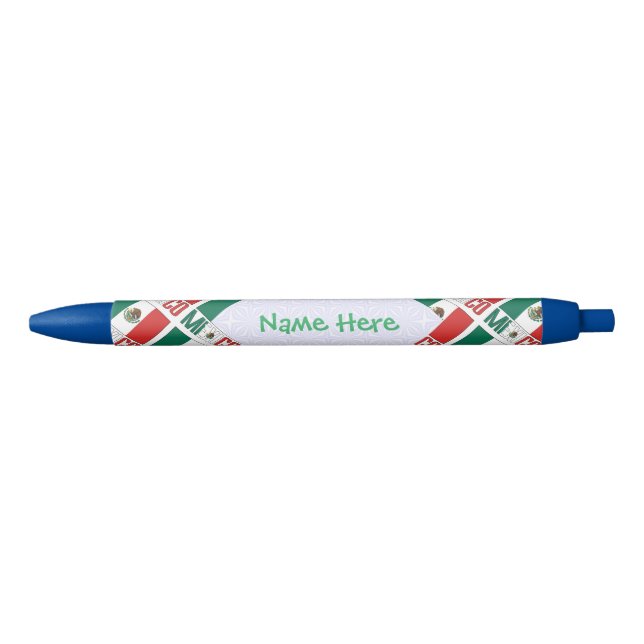 Personalized Mexico Tiled Flag  Black Ink Pen (Front)