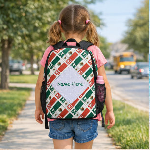 Personalized Mexico Tiled Flag Printed Backpack