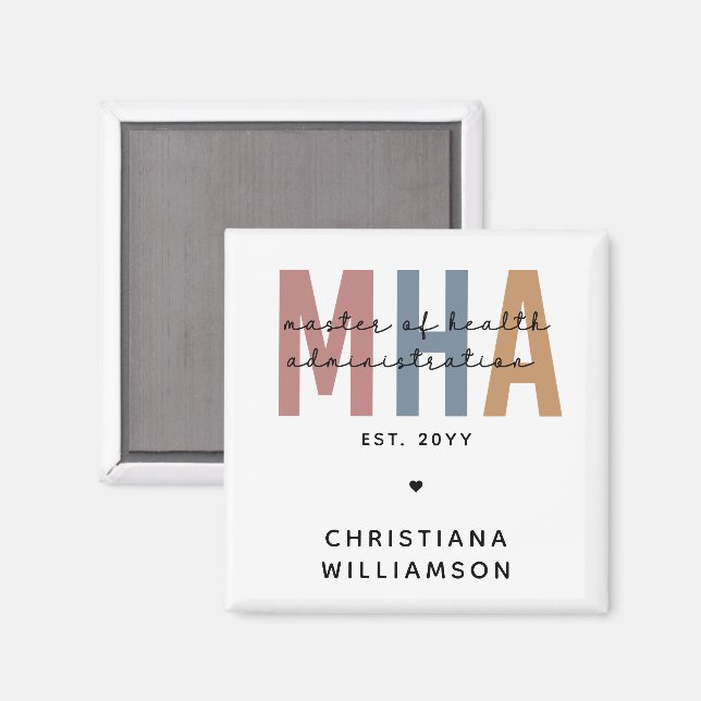 Personalized MHA Master of Health Administration Magnet (Front/Back)