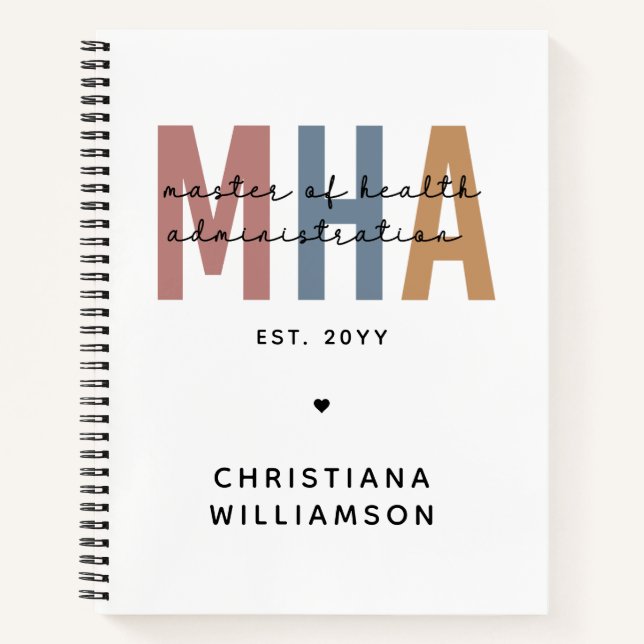 Personalized MHA Master of Health Administration Notebook (Front)