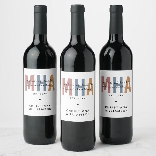 Personalized MHA Master of Health Administration Wine Label (Bottles)