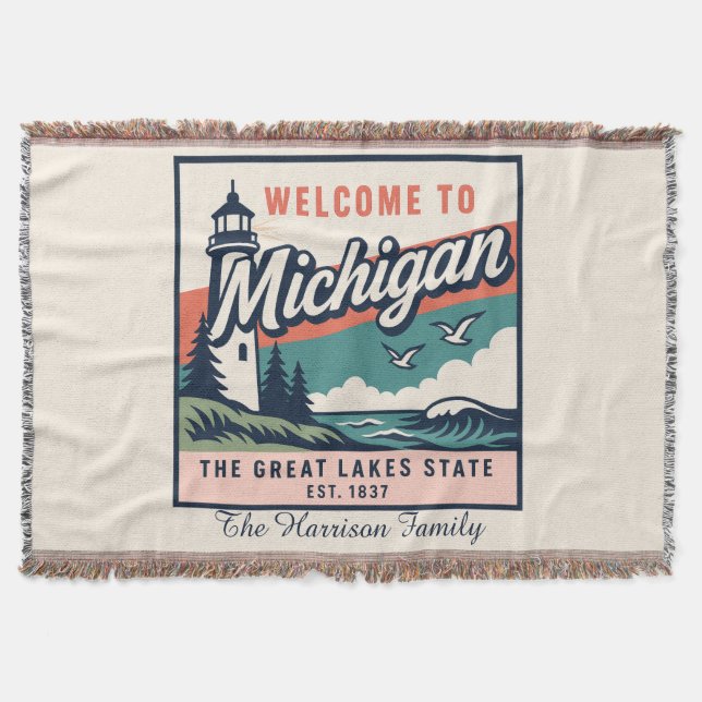 Personalized Michigan Throw Blanket (Front)