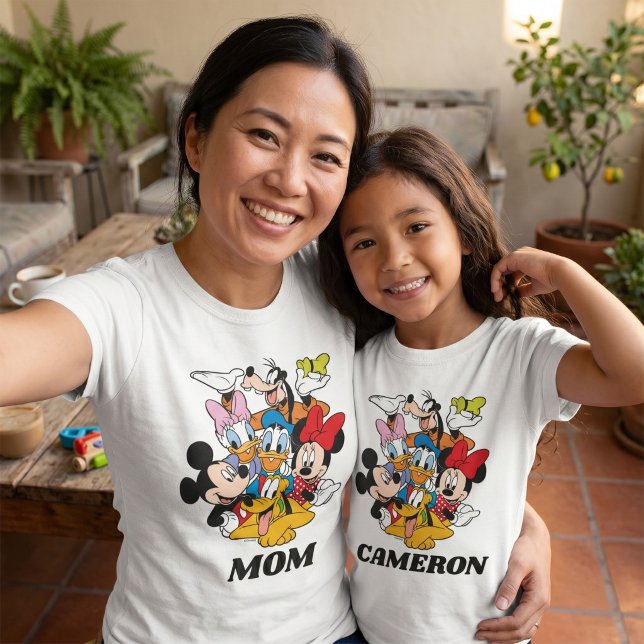 Personalized Mickey and Friends T-Shirt (Simulated mother with daughter wearing matching t-shirts)
