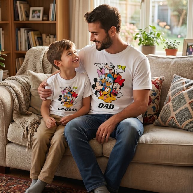 Personalized Mickey and Friends T-Shirt (Simulated father with son wearing matching t-shirts)