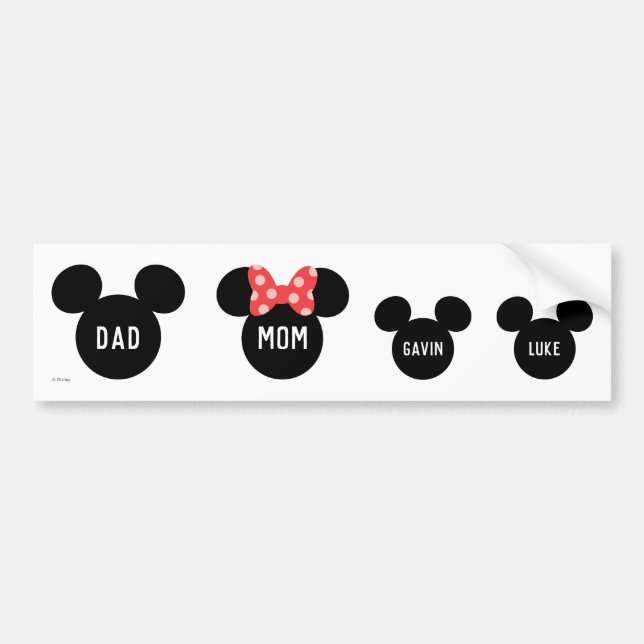 Personalized Mickey & Minnie Family - Boys Bumper Sticker (Front)