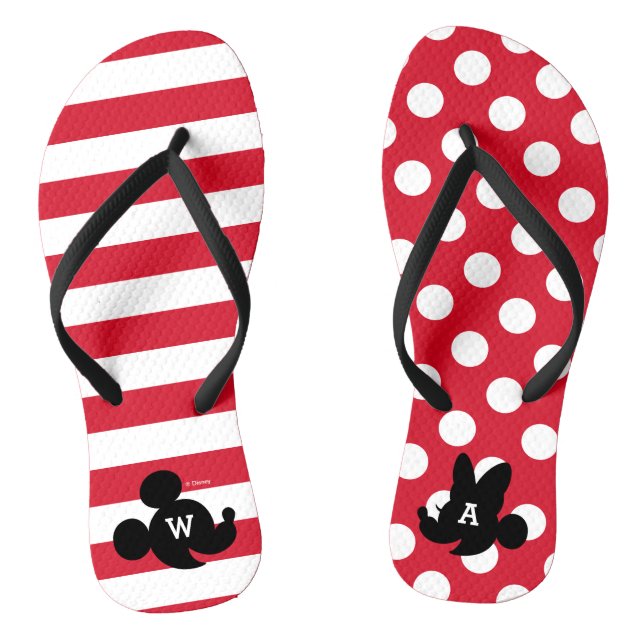 Personalized Mickey & Minnie Silhouette Flip Flops (Footbed)