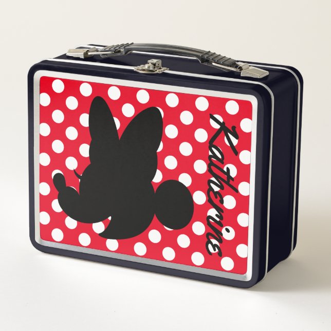 Personalized Mickey & Minnie Silhouette Metal Lunch Box (Front)