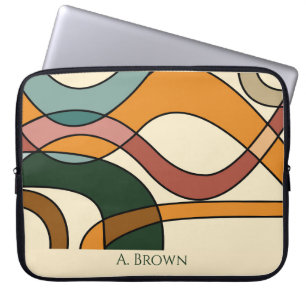 Personalized Mid Century Abstract Tech Style Laptop Sleeve