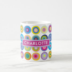 Personalized Mid Century Colourful Circles Pattern Coffee Mug