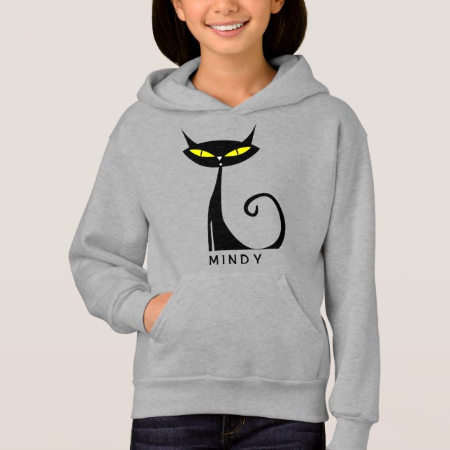 Personalized Mid Century Modern Atomic Black Cat (Front)